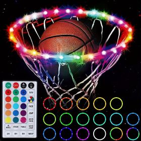 1pc LED Basketball Hoop Light, Remote Control Waterproof Basketball Rim Lights With 17 Colors 7 Lighting Modes, Super Bright Goal Accessories For Kids