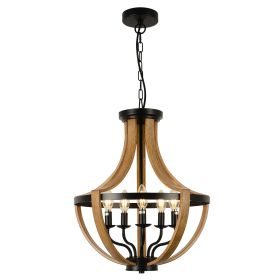 5 - Light Faux Wood Farmhouse Chandelier