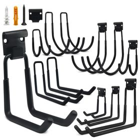 Utility tools, garages, ladders, wall racks, brackets, outdoor garage hooks 12-piece, heavy-duty steel tool wall storage hooks with non-slip coating,