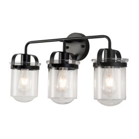 Wall Sconces Set of 3 with Clear Glass Shade,Modern Wall Sconce,Industrial Indoor Wall Light Fixture for Bathroom Living Room Bedroom Over Kitchen Sin