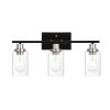 Modern Bathroom Lighting with Clear Glass Shade, 3-Light Black Vanity Light Wall Mount Lamp for Bedroom Vanity Table Bathroom Dressing Table, Brushed