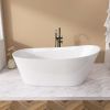 59" Acrylic Free Standing Tub - Classic Oval Shape Soaking Tub, Adjustable Freestanding Bathtub with Integrated Slotted Overflow and Chrome Pop-up Dra