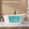 59" Acrylic Free Standing Tub - Classic Oval Shape Soaking Tub, Adjustable Freestanding Bathtub with Integrated Slotted Overflow and Chrome Pop-up Dra