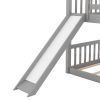 Bunk Bed with Convertible Slide and Ladder, Gray