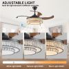 Contemporary LED Retractable Ceiling Fan with Light and Remote Control, Quiet Reversible Motor,4 Blades Modern Ceiling Fans for Kitchen Bedroom Dining