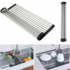 Kitchen Stainless Steel Sink Drain Rack Roll Up Dish Drying Drainer Mat