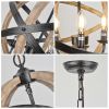 Farmhouse Chandelier Light Fixtures,4-Light Adjustable Height Dining Room Wood Light Fixtures