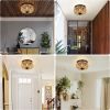 3-Lights Rattan Flush Mount Light