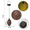 Outdoor Garden Wrought Iron LED Solar Water Drop Rugby Pendant Hollow Waterproof Hanging Lamp Landscape Light Villa Chandelier