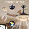 Contemporary LED Retractable Ceiling Fan with Light and Remote Control, Quiet Reversible Motor,4 Blades Modern Ceiling Fans for Kitchen Bedroom Dining