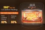 25L Intelligent oil-free cooking air oven 16 quart XL size 1500W electric oven separated oil filter 360¬∞ air circulation timer and non-stick pan low