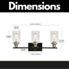 Modern Bathroom Lighting with Clear Glass Shade, 3-Light Black Vanity Light Wall Mount Lamp for Bedroom Vanity Table Bathroom Dressing Table, Brushed