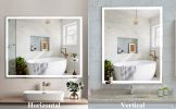 32x40 inch LED Bathroom Vanity Mirror Wall Mounted Adjustable White/Warm/Natural Lights Anti-Fog Touch Switch with Memory Modern Smart Large Bathroom