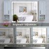 32x40 inch LED Bathroom Vanity Mirror Wall Mounted Adjustable White/Warm/Natural Lights Anti-Fog Touch Switch with Memory Modern Smart Large Bathroom