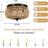 3-Lights Rattan Flush Mount Light