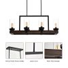 Matte Black / Wood Grain Metal Chandelier Fixture, 6 lights Ceiling Pendant light for Living Room, Bedroom, Dining Room, Adjustable Height , E26*6(No