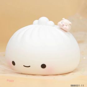 1pc Cute Dumpling Night Light, Silicone Cute Bun Lamp With Touch Control, Kawaii Nursery Light For Room Bedroom Home Decor, Valentine's Day Birthday G (Items: White Pig)