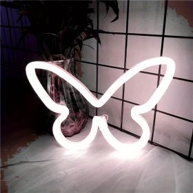 1pc, Butterfly LED Neon Sign, USB Or Battery Powered Neon Sign, Bedroom Decor, Wedding Decor, Birthday Decor, Party Decor, Wedding Supplies, Game Room (Color: White, Model: Bright Neon Hanging Type)