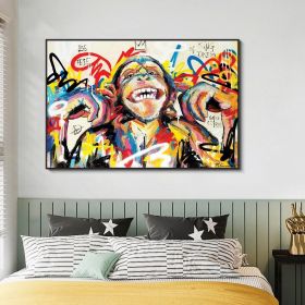 Hand Painted Oil Painting Abstract Portrait Wall Art Hand painted-Laughing Monkey Oil Paintings On Canvas-Hand Made Wall Graffiti-For Home Decoration (Style: 1, size: 90x120cm)