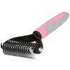 Grooming Brush For Pet Dog Cat Deshedding Tool Rake Comb Fur Remover Reduce 2-Side Dematting Tool For Dogs Cats Pets Grooming Brush Double Sided Shedd