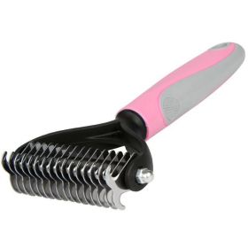 Grooming Brush For Pet Dog Cat Deshedding Tool Rake Comb Fur Remover Reduce 2-Side Dematting Tool For Dogs Cats Pets Grooming Brush Double Sided Shedd (Color: Pink)