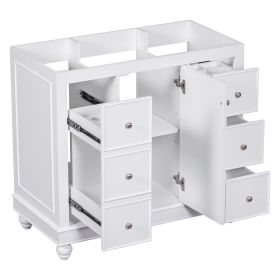 [Cabinet Only] 36" Bathroom vanity(Sink not included) (Color: White, Material: Solid Wood+MDF)